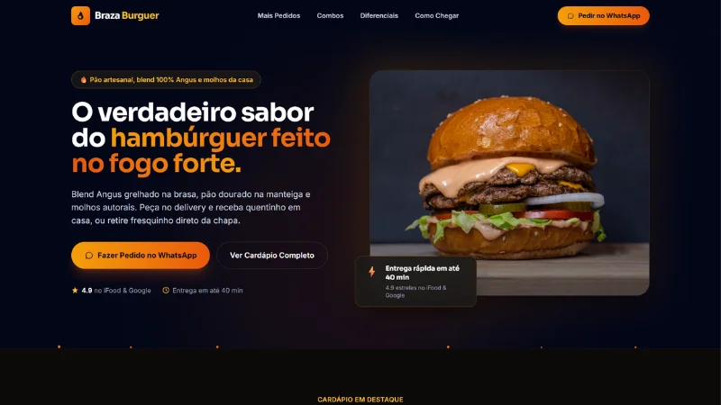 Prévia do Modelo Vitrine 2 - Hamburgueria & Delivery