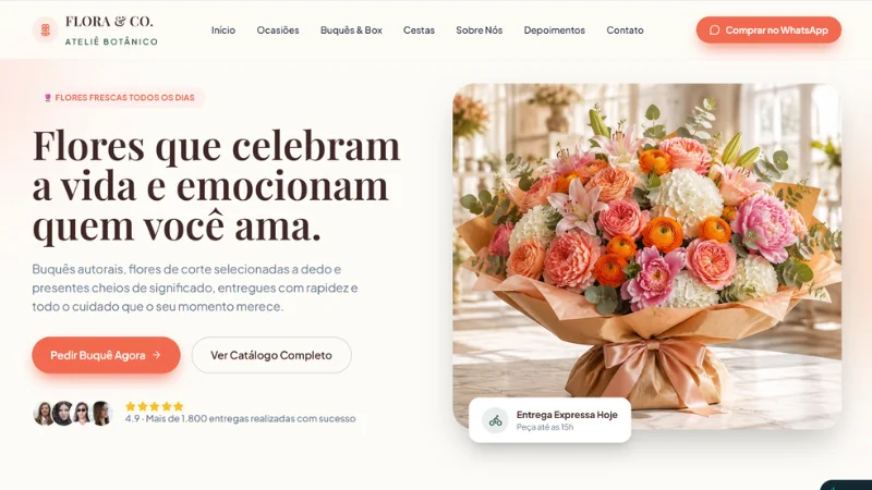 Prévia do Modelo Vitrine 6 - Floricultura e Ateliê Botânico